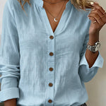 Casual Linen And Cotton Long-sleeved Shirt