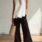 Elegant Minimalist Wavy Hem Shirt And Trousers Two-piece Set