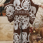 Bohemian Casual Printed Linen Top And Pants Two-piece Set