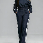 Casual And Cozy White-trimmed Straight-leg Jeans