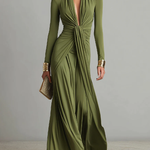 Elegant V-neck Stretchy Vacation Maxi Dress