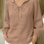 Women's Casual Peter Pan Collar Linen And Cotton Top