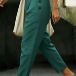 Casual Outing Button Details Linen Pants