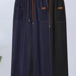 Women's Casual Stretch Cotton Pants With Elastic Waistband.