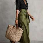 Minimalist Elegant Button-up Shirt And Tie-waist Skirt Two-piece Set