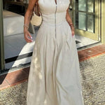 Women's Casual Zippered Maxi Sleeveless Dress