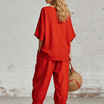 Cozy Loose-fitting Daily Wear Linen Two-piece Set