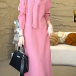 Women's Cozy Sweater Dress With Detachable Scarf