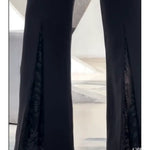Women's Elegant Flared Trousers With Lace Detailing At The Front