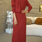 Women's Cozy Sweater Dress With Detachable Scarf