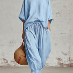Cozy Loose-fitting Daily Wear Linen Two-piece Set