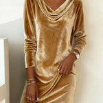 Women's velvet draped neck dress