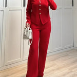 Women's Cozy Knitted Cotton Cardigan And Pants Two-piece Set