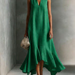 Women's V-neck Sleeveless Casual Loose Linen Dress