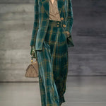Women's Velvet Plaid Suit Jacket And Trousers Two-piece Set