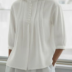 Women's Linen And Cotton Pleated Shirt