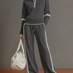 Women's Solid Color Casual Zip Art Stylish Cotton Suits