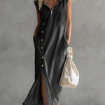 Women's Sleeveless Casual Loose Hooded Denim Dress