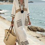 V-neck Short-sleeved Long Dress