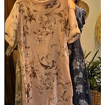 Loose And Comfortable Floral Print Linen And Cotton Dress