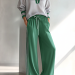 Casual Color-block Sweatshirt And Pants Two-piece Set