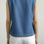 Women's Round Neck Sleeveless Loose-fitting Casual Denim Top