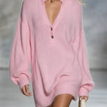 Women's Cozy V-neck Knit Sweater Dress