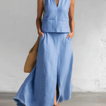 Minimalist And Elegant V-neck Top And Skirt Two-piece Set
