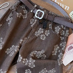 Women's Floral Jacquard Tencel And Cotton Pants