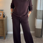 Women's Casual Turtleneck Cotton Sweatshirt And Pants Two-piece Set