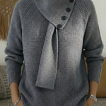 Women's Comfortable Pullover Sweater With Detachable Scarf.