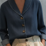 Vintage Shawl Collar Button-up Denim Cotton Top