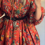 Women's Cotton Dress With Floral And Bird Print