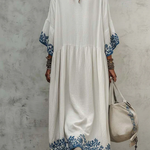 Retro Floral Print Cozy Vacation Dress