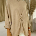 Women's Cozy Loose Asymmetrical Hem Pullover Sweater