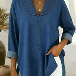 Retro Shawl Collar Denim Cotton Top