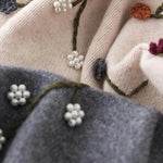 Women's Cozy Three-dimensional Embroidered And Beaded Pullover Sweater