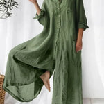 Women's Solid Color Art Casual Long Sleeve Cotton Linen Jumpsuit