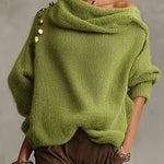 Women's Solid Color Off-the-shoulder Long-sleeved Casual Loose-fitting Knitted Sweater