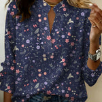 Women's Flowers Gradient Pattern Art Print Casual Cotton Linen Shirt