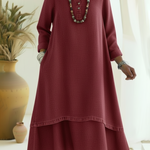 Casual Polo Collar Double-layered Hem Denim Dress