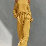 Elegant Cozy Stand Collar Shirt And Wide-leg Pants Two-piece Set