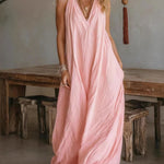 Women's Casual Sleeveless Loose Pocket Vest Long Dress