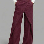 Women's Solid Color Elastic Waist Casual Loose Linen Wide-leg Pants