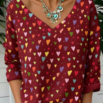 Colorful Cute Heart-print Cotton T-shirt sweatshirt