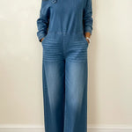 Women's Fashionable Off-the-shoulder Denim Jumpsuit