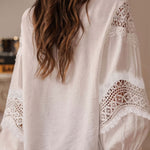 Women's Solid Color Crochet Openwork Bell Sleeve Shirt