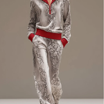 Casual Snakeskin Print Sweatshirt And Wide-leg Pants Two-piece Set