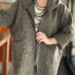 Women's Boucle Wool Blend Zip-up Hooded Jacket