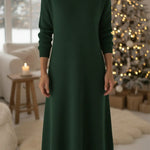 Retro Peter Pan Collar Knit Midi Dress
